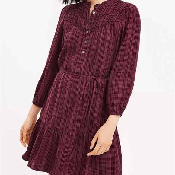 Loft Pleated Button Drop Waist Dress size XSP - Picture 7 of 7